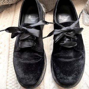 Adorable Velvet Dr Marten Oxfords with Ribbon Laces